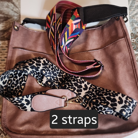 NWOT! Stylish Pink Shoulder Bag with Leopard Strap & FREE 2nd Strap - Picture 11 of 12